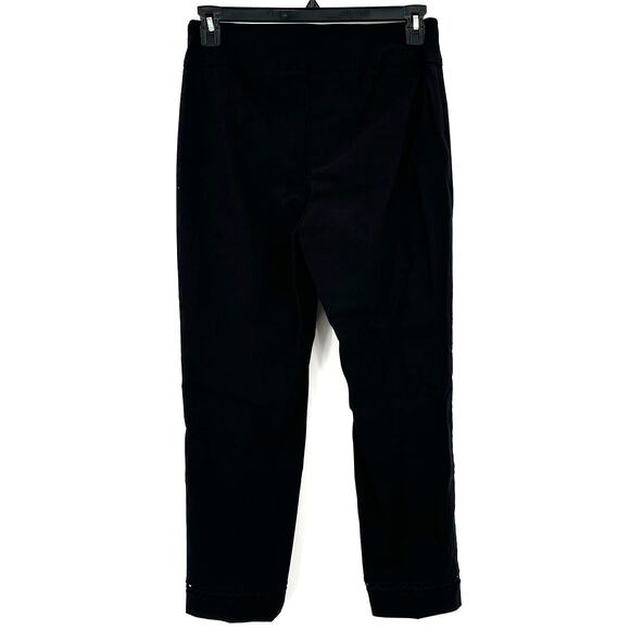 Joseph‎ Ribkoff Size 10 Pull On Pants Black Embroidered Cuffs Casual Comfortable - Picture 2 of 5
